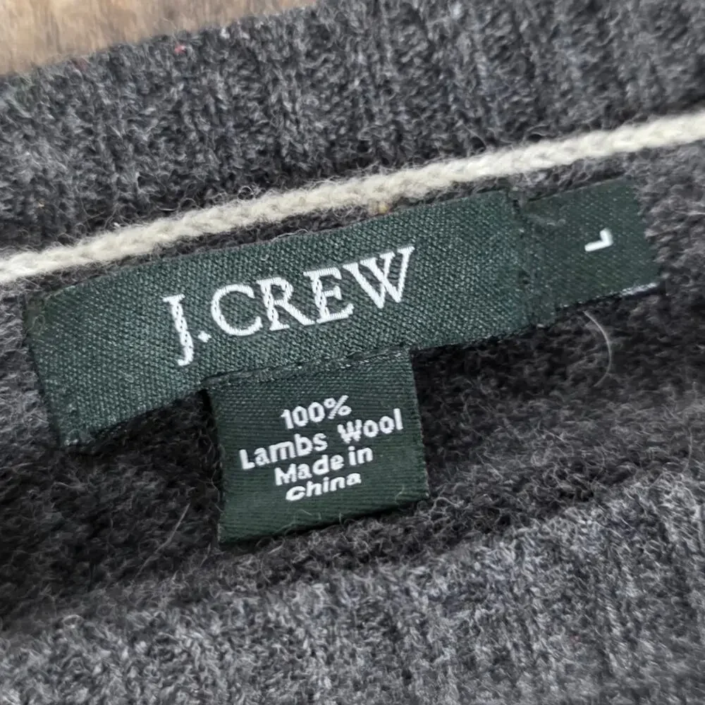 J.Crew Charcoal Lambswool Crewneck Sweater Size Large Classic Minimalist